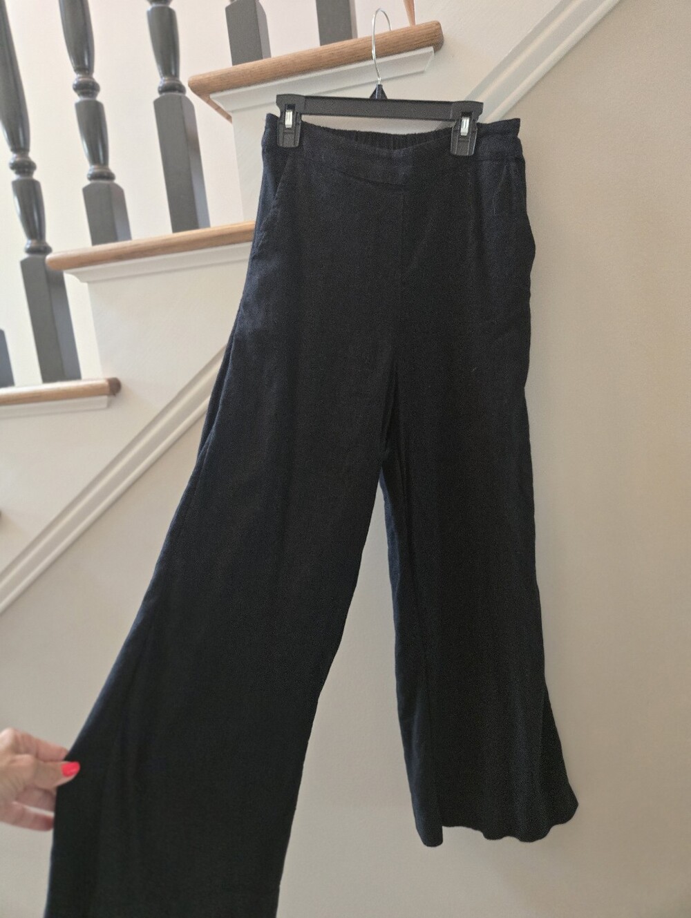 Free People Black Wide-Leg Linen Pants